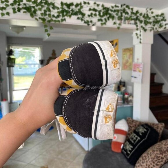 Vans Old Skool Yellow & Black Checkerboard Sneakers - Picture 4 of 4